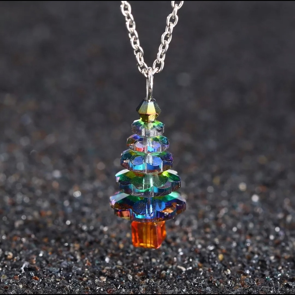 Christmas Tree Fashion Gem Necklace Gift Holidays